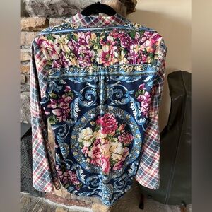 Plaid Button-Up Shirt - Red and Blue